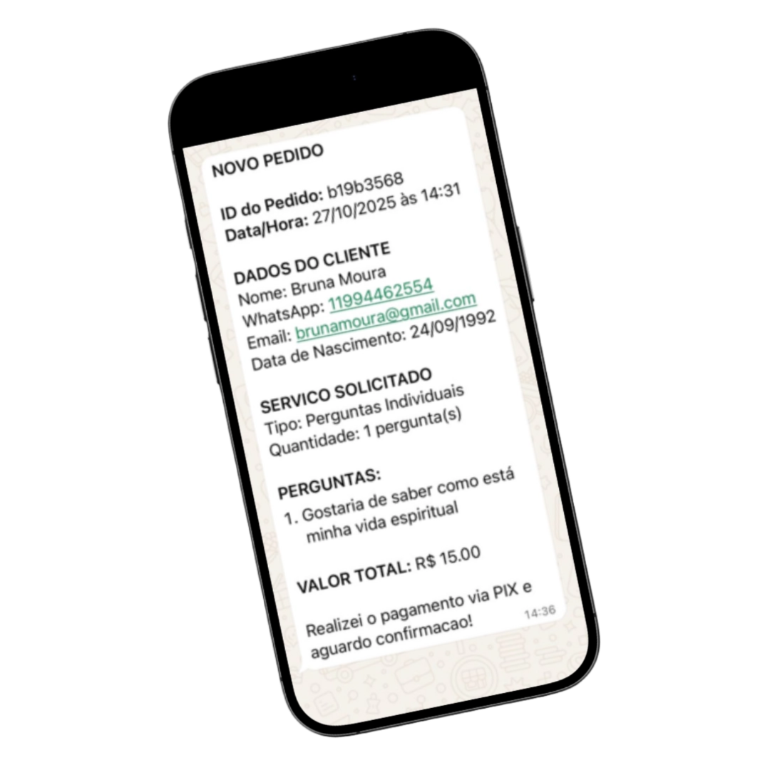 Exemplo de pedido de perguntas objetivas no WhatsApp